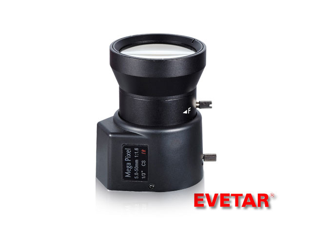 LENTE CAM MEGAPIXEL VARIFOCAL DC 5-50MM EVETAR M13VD550IR