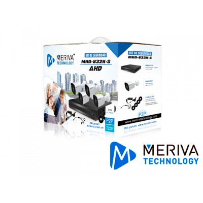 KIT 4X4 MHD-832K-S DVR 4CH MSDV-810-04+ 4 MBASHD201+CABLES
