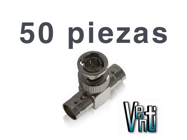 PAQUETE 50PZAS ADAPTADOR T BNC BNC VENTI M-M RG59